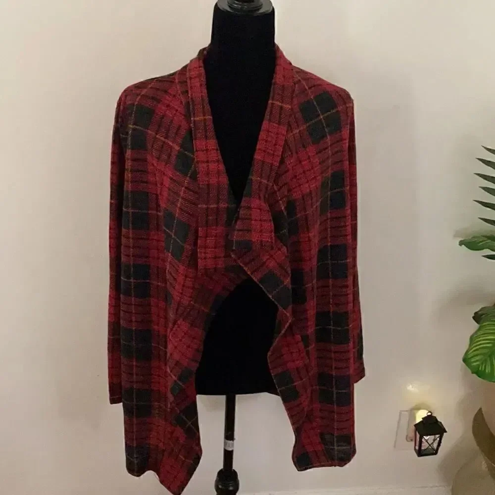 Plaid  Cardigan Sweater EUC